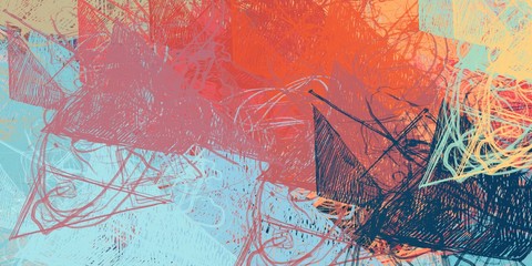 Handmade surreal abstract pattern. Modern artistic canvas. 2d illustration. Texture backdrop painting.