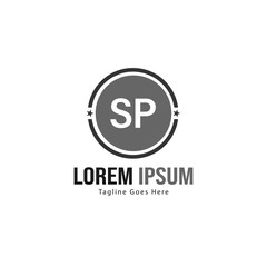 Initial SP logo template with modern frame. Minimalist SP letter logo vector illustration