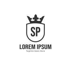 Initial SP logo template with modern frame. Minimalist SP letter logo vector illustration