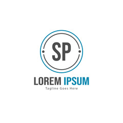 Initial SP logo template with modern frame. Minimalist SP letter logo vector illustration