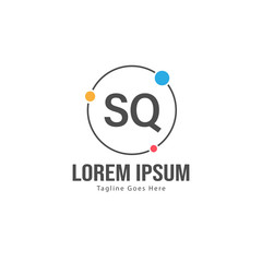 Initial SQ logo template with modern frame. Minimalist SQ letter logo vector illustration