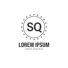 Initial SQ logo template with modern frame. Minimalist SQ letter logo vector illustration