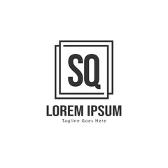 Initial SQ logo template with modern frame. Minimalist SQ letter logo vector illustration