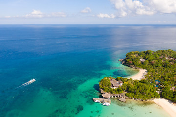 Beautiful Punta Bunga Beach on Boracay island, Philippines. White sandy beach and beautiful lagoon...
