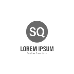 Initial SQ logo template with modern frame. Minimalist SQ letter logo vector illustration