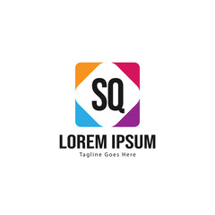 Initial SQ logo template with modern frame. Minimalist SQ letter logo vector illustration