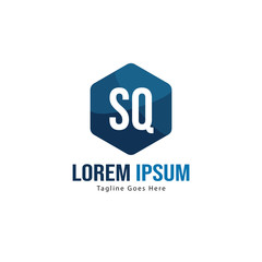 Initial SQ logo template with modern frame. Minimalist SQ letter logo vector illustration