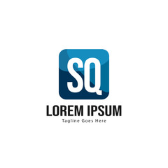 Initial SQ logo template with modern frame. Minimalist SQ letter logo vector illustration