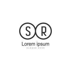 Initial SR logo template with modern frame. Minimalist SR letter logo vector illustration