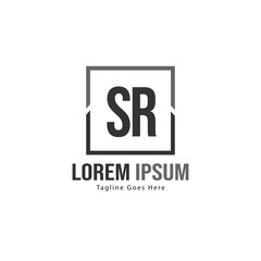 Initial SR logo template with modern frame. Minimalist SR letter logo vector illustration
