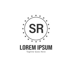 Initial SR logo template with modern frame. Minimalist SR letter logo vector illustration