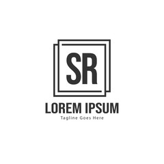 Initial SR logo template with modern frame. Minimalist SR letter logo vector illustration