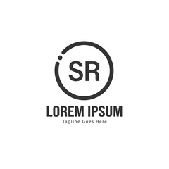 Initial SR logo template with modern frame. Minimalist SR letter logo vector illustration