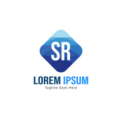 Initial SR logo template with modern frame. Minimalist SR letter logo vector illustration