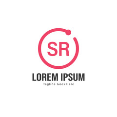 Initial SR logo template with modern frame. Minimalist SR letter logo vector illustration