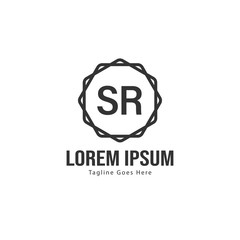 Initial SR logo template with modern frame. Minimalist SR letter logo vector illustration