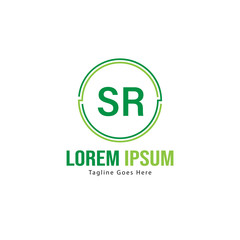 Initial SR logo template with modern frame. Minimalist SR letter logo vector illustration