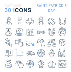 Set Vector Line Icons of Saint Patrick's Day