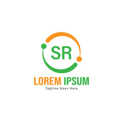 Initial SR logo template with modern frame. Minimalist SR letter logo vector illustration