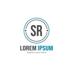 Initial SR logo template with modern frame. Minimalist SR letter logo vector illustration