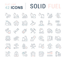 Set Vector Line Icons of Solid Fuel