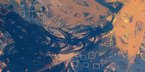 Digital sketch on colorful wall. 2d illustration. Texture backdrop painting.