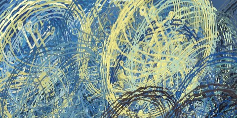 Digital sketch on colorful wall. 2d illustration. Texture backdrop painting.