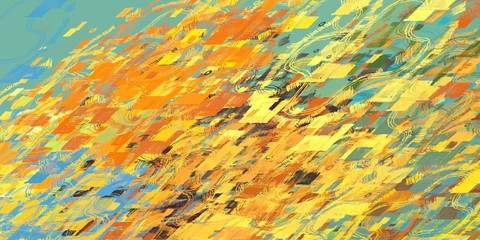 Digital sketch on colorful wall. 2d illustration. Texture backdrop painting.