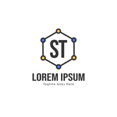 Initial ST logo template with modern frame. Minimalist ST letter logo vector illustration