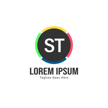 Initial ST logo template with modern frame. Minimalist ST letter logo vector illustration