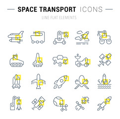 Set Vector Line Icons of Space Transport