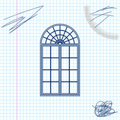 Window line sketch icon isolated on white background. Vector Illustration