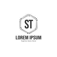 Initial ST logo template with modern frame. Minimalist ST letter logo vector illustration