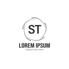 Initial ST logo template with modern frame. Minimalist ST letter logo vector illustration