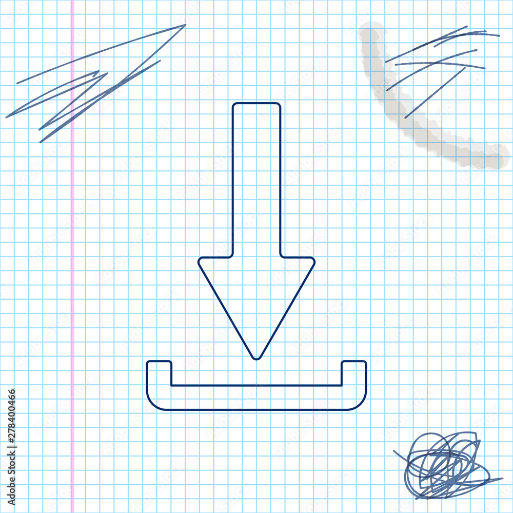 Aufkleber download line sketch icon isolated on white background. upload button. load symbol. arrow point to d