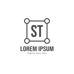 Initial ST logo template with modern frame. Minimalist ST letter logo vector illustration
