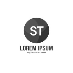 Initial ST logo template with modern frame. Minimalist ST letter logo vector illustration