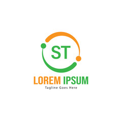 Initial ST logo template with modern frame. Minimalist ST letter logo vector illustration
