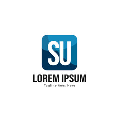Initial SU logo template with modern frame. Minimalist SU letter logo vector illustration