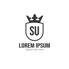 Obraz premium Initial SU logo template with modern frame. Minimalist SU letter logo vector illustration