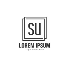 Obraz premium Initial SU logo template with modern frame. Minimalist SU letter logo vector illustration