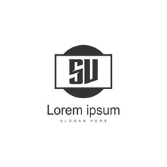 Initial SV logo template with modern frame. Minimalist SV letter logo vector illustration