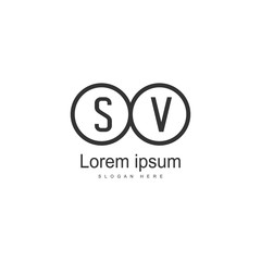 Initial SV logo template with modern frame. Minimalist SV letter logo vector illustration