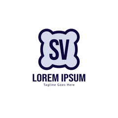Initial SV logo template with modern frame. Minimalist SV letter logo vector illustration