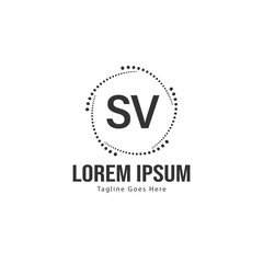 Initial SV logo template with modern frame. Minimalist SV letter logo vector illustration