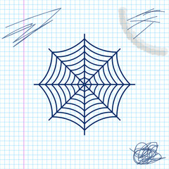 Spider web line sketch icon isolated on white background. Cobweb sign. Vector Illustration