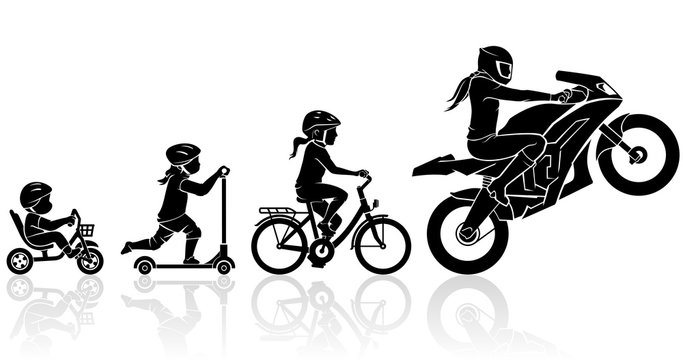 Female Sports Motorcycle Rider Evolution