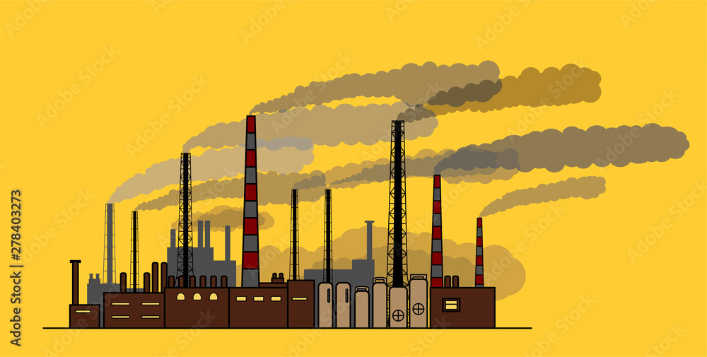 Wall mural vector drawing silhouette of industrial factory