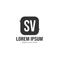 Initial SV logo template with modern frame. Minimalist SV letter logo vector illustration