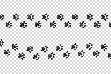 Vector cartoon isolated paw prints for template decoration on the transparent background. - obrazy, fototapety, plakaty